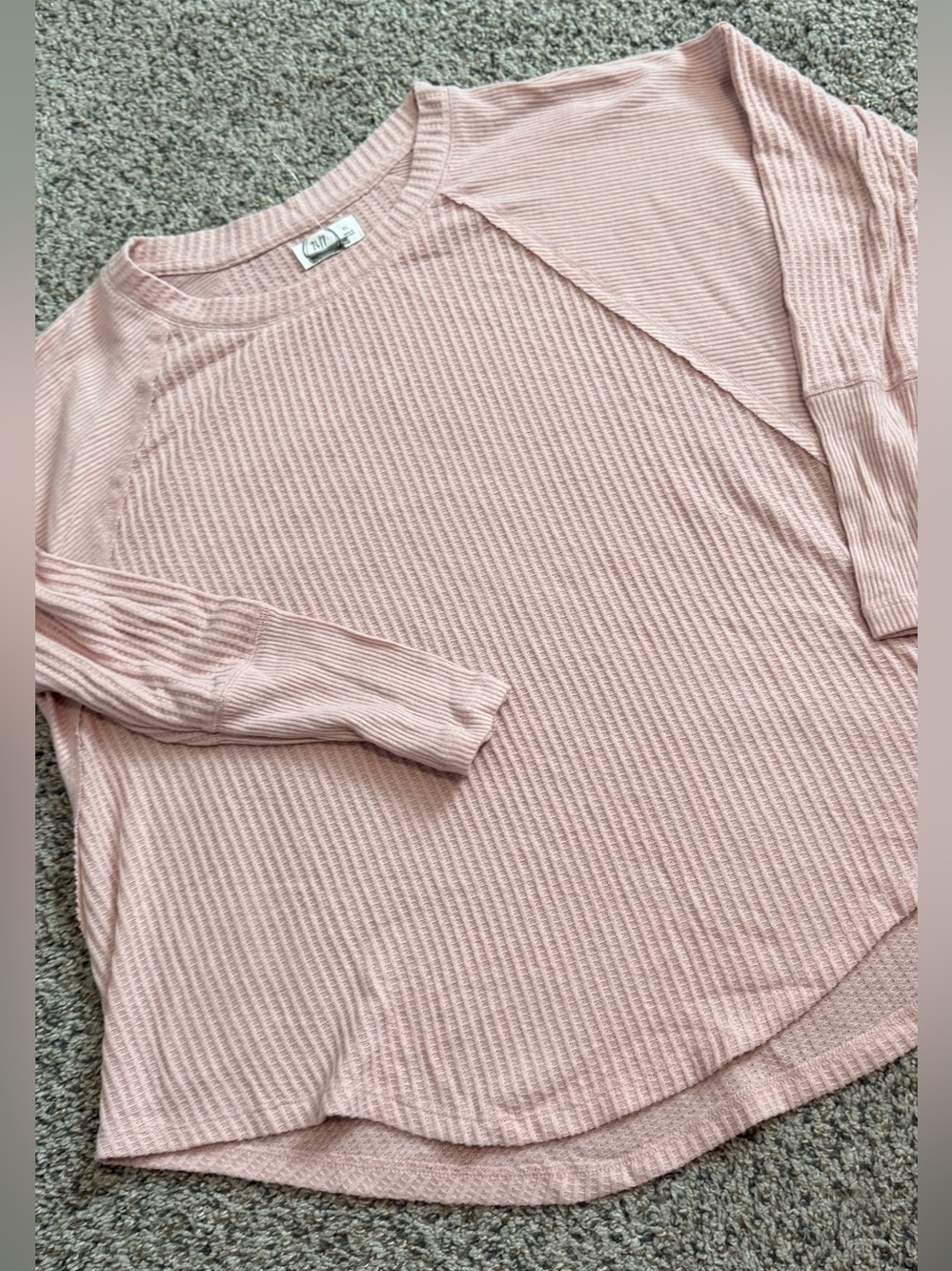 XL Maurices 24/7 Womens Pink Waffle Knit Pullover Top Long Sleeve Blouse New